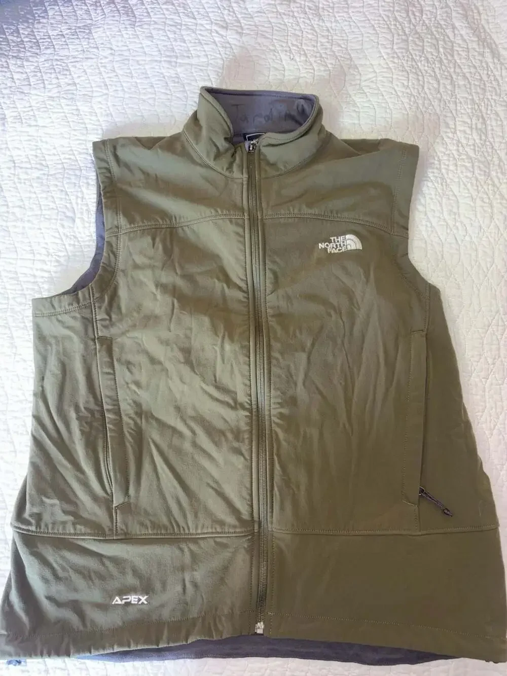 The North Face Apex Vest Men’s Large Green Full Zip Soft Shell Fleece Lined